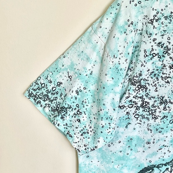 Vintage 90s Dive All Over Scuba Ocean Bubble Print Aqua Tie Die T Shirt Adult XL - Picture 6 of 16